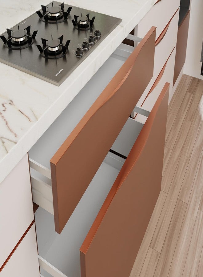 LAPO مقبض درج من الألومنيوم من لابو إيليت مقاس 12 بوصة - مثالي لخزائن المطبخ، وأبواب الخزائن، ومقبض درج المكتب للمنزل/الفندق/المكتب (لون ذهبي وردي، عبوة من قطعة واحدة) - Image 2